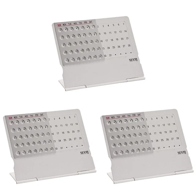 1pc Mini calendrier de bureau ultra-mince en métal calendrier perpétuel agenda