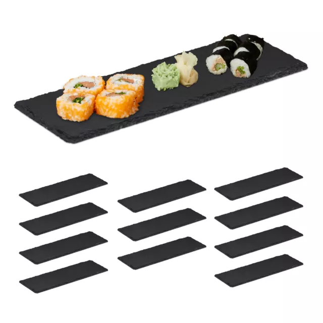 Assiette en ardoise Lot de 12 Assiettes dessert sushi Plateau fromage 30x10 cm