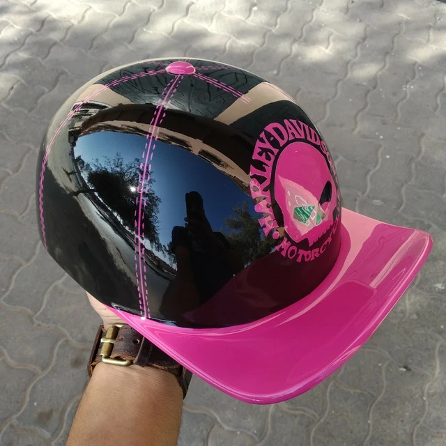 Custom Motorcycle Helmet Baseball Cap Style fiberglass Pink color free shipping