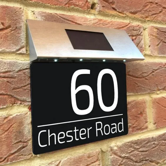 Personalised Floating House Number Sign Plaques Address Sign Solar Light Plates