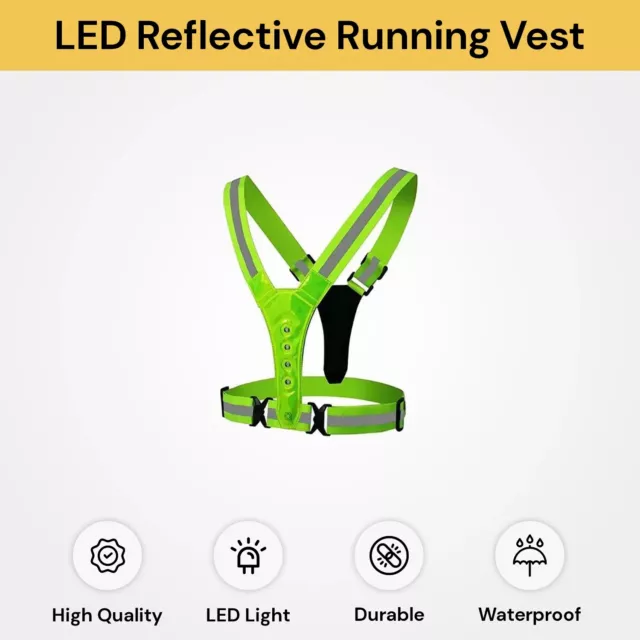 LED Reflective Running Vest Light Up Safety Ultralight For Night Walking Cycling 2