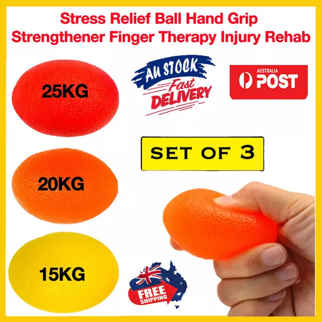 3 PCS Hand Exercise Stress Relief Balls, Hand Grip Strengthener Finger Therapy