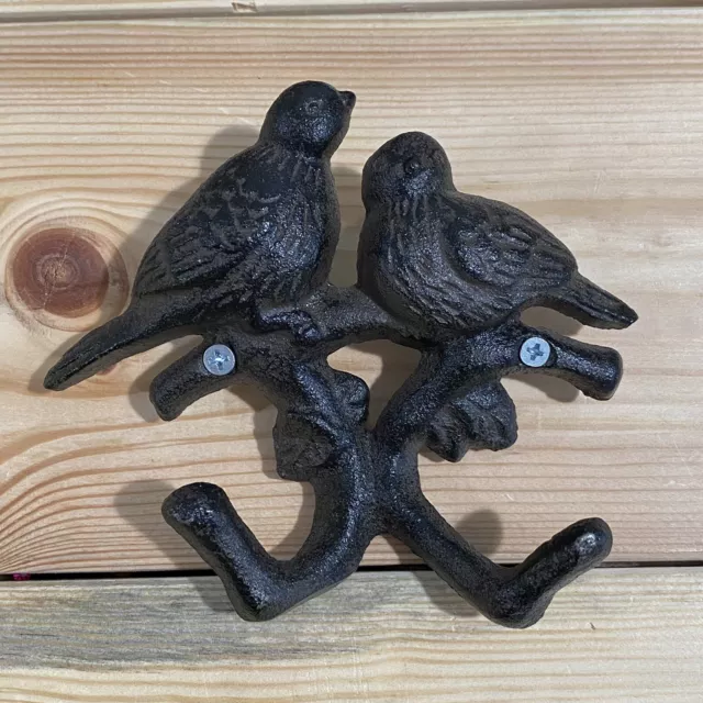 Double Bird Wall Hook Cast Iron Key Towel Coat Apron Pet Leash Hooks Farmhouse