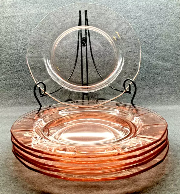 Fostoria Fairfax Pink 8 ¾ Inch Elegant Glass Luncheon Plates Set of 6