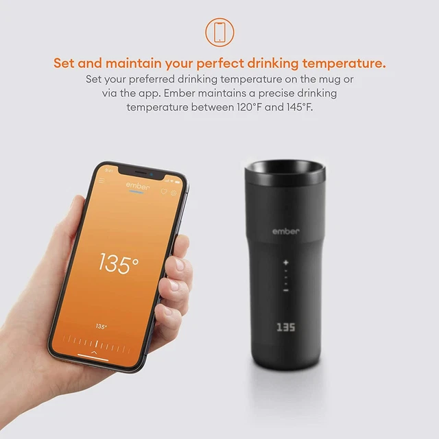 Ember Control Smart Travel Mug 2 - 12oz Black - App Controlled Heated Coffee Cup 3