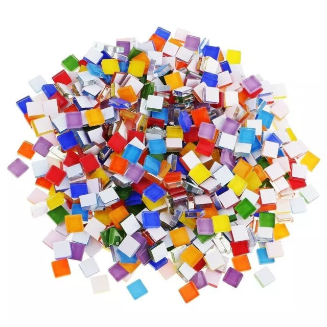 100g Tiles Mosaic Stained Glass Pieces Colored 1x1x0.4cm For Art Craft Bulk DIY
