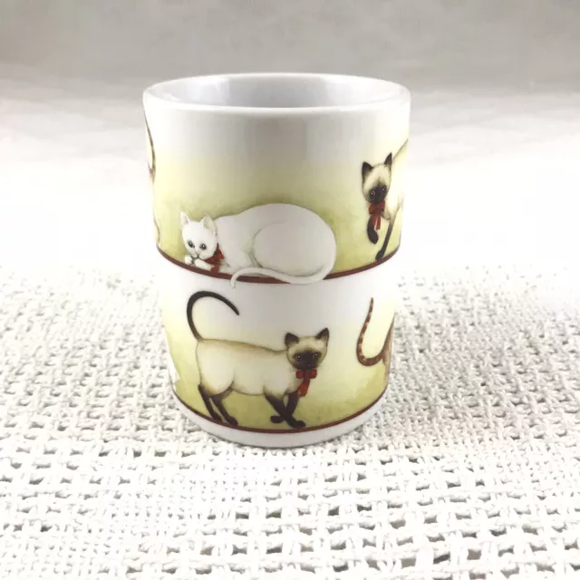 Vintage Otagiri Japan Cats with Bows Coffee Cup Mug Orange Striped Siamese 2