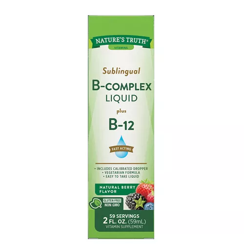 Nature's Truth Sublingual B Complejo Liquid Plus B-12 Natural Baya Sabor Líquido