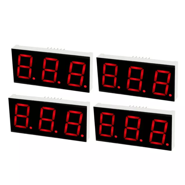 Common Cathode 12 Pin 3 Bit 2.33 x 1.08 x 0.33 Inch 0.8" Red LED Display 4pcs