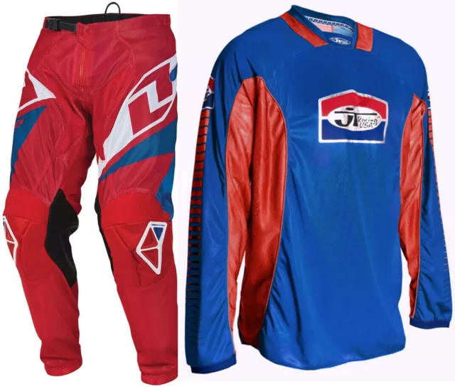 ONE INDUSTRIES VENTED JT RACING MOTOCROSS KIT RED BLUE pants jersey patriot