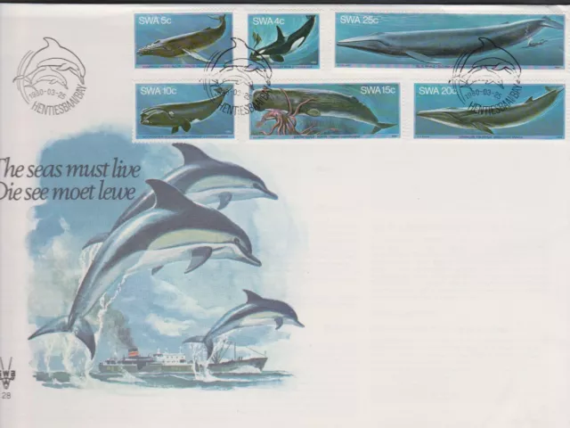 SWA SOUTH WEST AFRICA 1980 The Sea Must Live/Whales SG 338-343 FDC AQUATIC LIFE