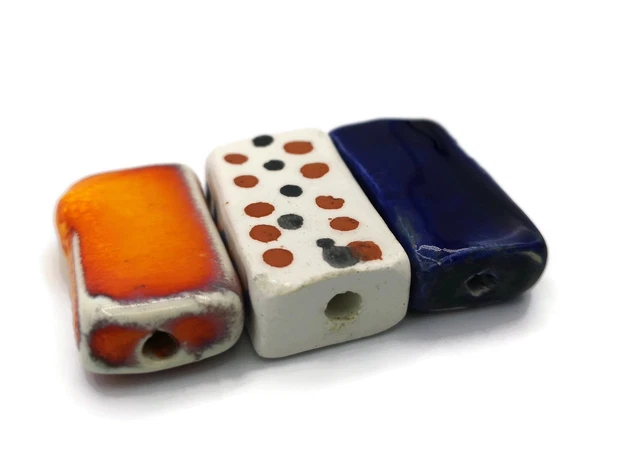 3Pcs Assorted Extra Large Ceramic Beads For Jewelry Making, 2 mm Hole Clay Beads