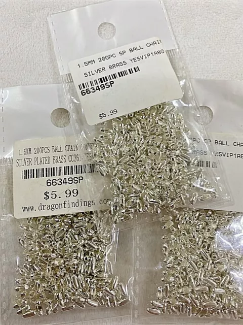 Findings ~ 1,000 pieces ~ Silver ~ 1.5mm Ball Chain Connector Clasps ~ B45osa