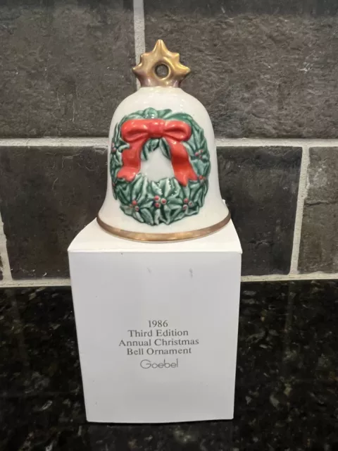 Goebel Annual Christmas Wreath Bell Ornament - Third Edition 1986