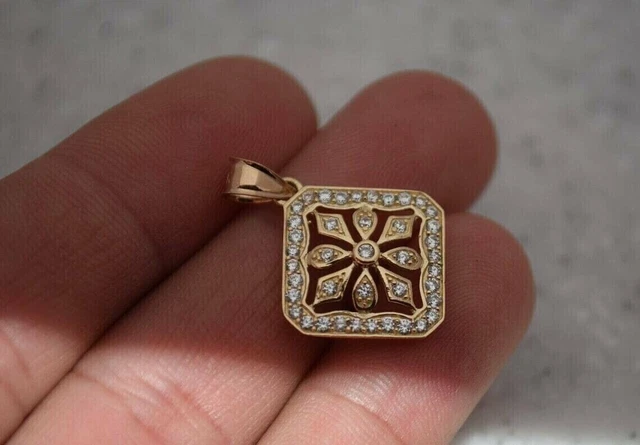 1.Ct Round Cut Moissanite Women's comely Pendant 14K Yellow Gold Plated Silver