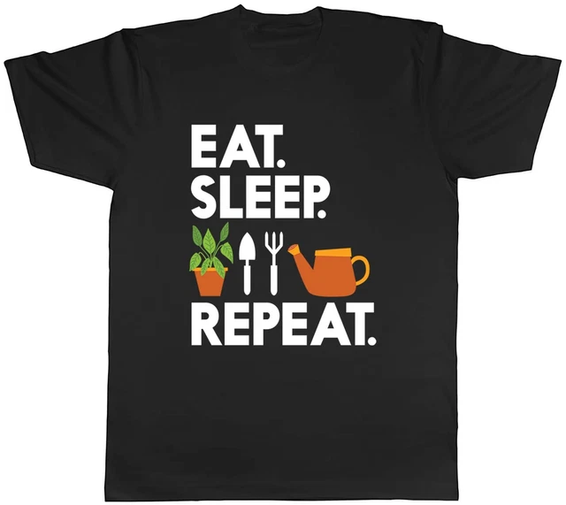 Plant T-Shirt Mens Eat Sleep Plant Repeat Unisex Tee Gift