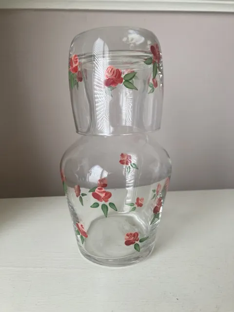Vintage Water Carafe And Glass Hand Painted