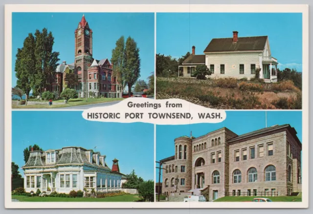 State View~4 Buildings Key On Back~Port Townsend WA~Continental Postcard
