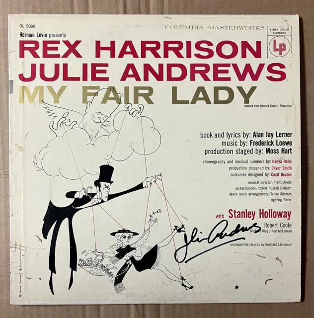 Julie Andrews Hand Signed Album Lp Cover Herman Levin My Fair Lady W/ Record