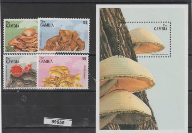 Gambia 1997 Flore Champignons 4 Val + Bf MNH MF99655