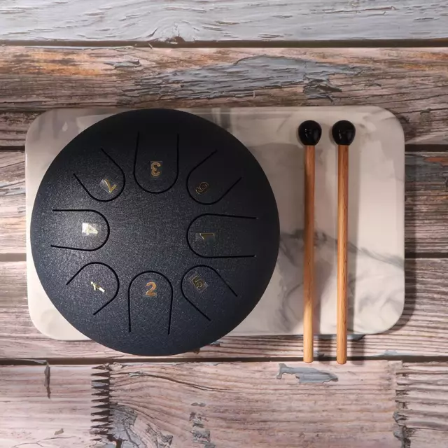 TTSAM 6"" Ethereal Steel Tongue Drum 8 Tune Hand Pan Drum Tank with Keys D