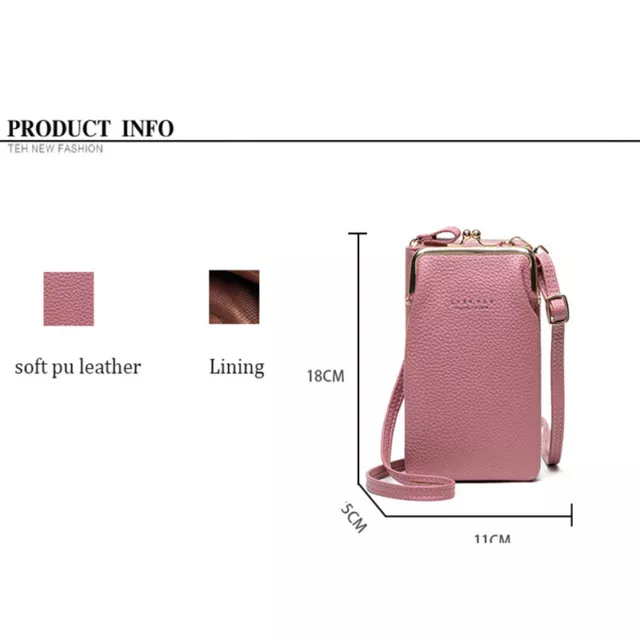 Women Mobile Phone Bag PU Leather Purse Wallet Shoulder Pouch Small Crossbody AU 3