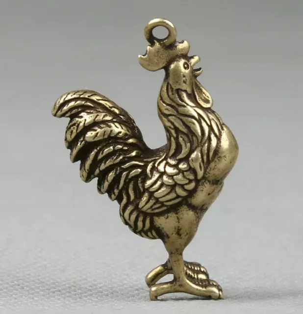 42MM Curio China Small Bronze Exquisite Animal Zodiac Year Rooster Cock Pendant