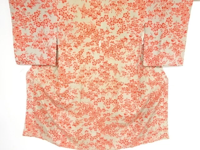 40474# Japanese Kimono / Antique Juban / Floral Plants