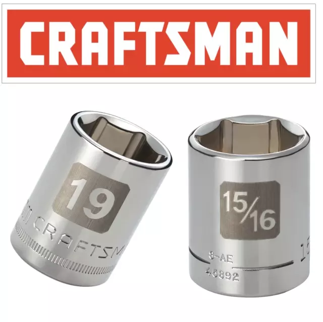 Craftsman Easy Read Socket 1/2 or 3/8" Drive Shallow or Deep Metric mm/SAE Inch 2