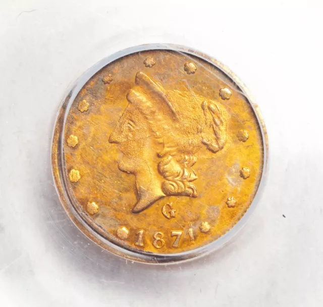 1871, USA, California. Gold 1/2 Dollar (50C) Coin. Old Green Slab! PCGS MS-62!