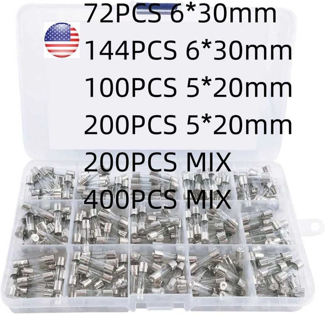 300 Pcs 5x20mm Fast-Blow Glass Fuse Assortment - 15 Values (0.1A To 20A), 250V, Tube Fuses
