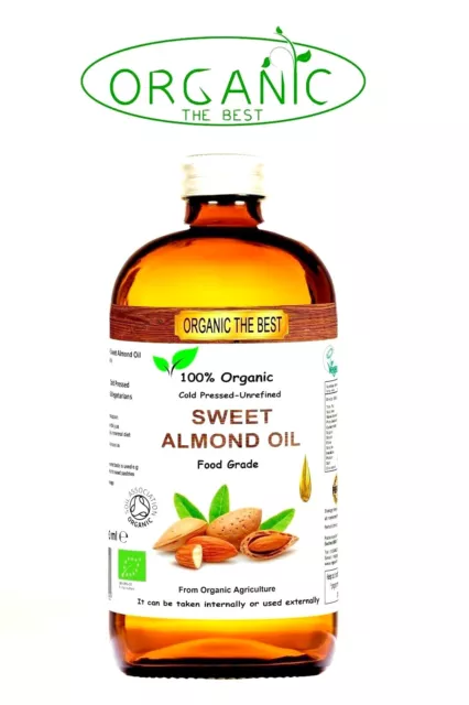 Sweet Almond Oil Certified Organic 240 ml Vegan, Edible & Cosmetic, Massage