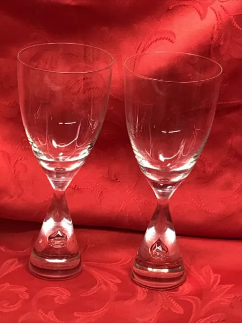 2 Holmegaard Princess 8 1/8” Water Glasses Air Bubble Stem Denmark