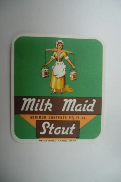 MINT WARWICK & RICHARDSON NEWARK MILK MAID STOUT 9 2/3 floz  BREWERY BEER LABEL