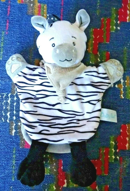 Lp/ Doudou Marionnette Zebre Baby Nat Savane Blanc Gris Noir Kom Neuf