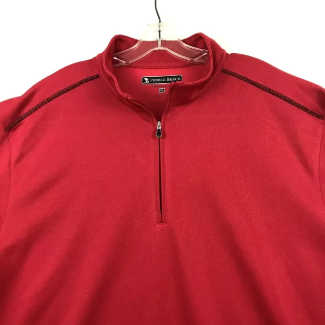 PEBBLE BEACH PERFORMANCE Mens 1/4 Zip Golf Pullover Jacket Size XL Red ...