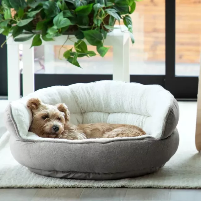 Pet Cozy Calming Throne Cat/Dog Cuddler Soft Warm Bed Plush Round Donut Mat Nest
