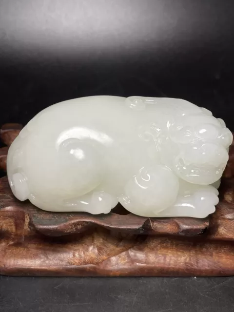 Chinese Exquisite Handmade Brave Troops carving Hetian Jade Statue