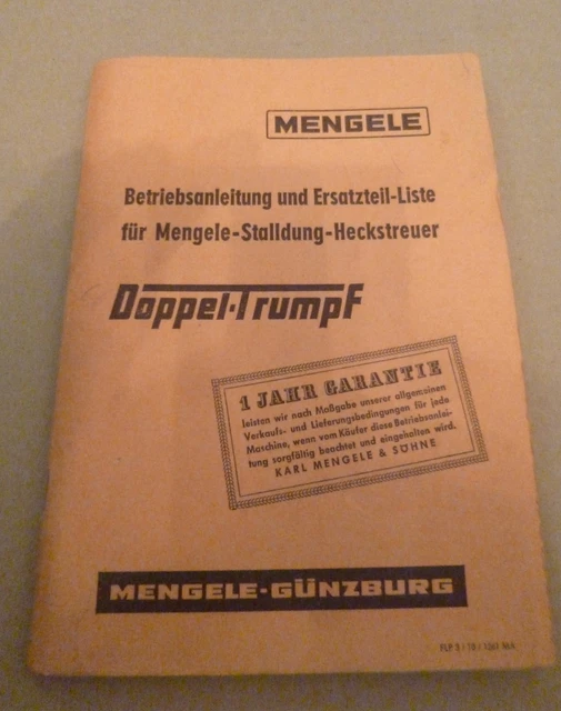 Mengele Doppeltrumpf Stalldung Heckstreuer Bauart N Ersatzteilliste