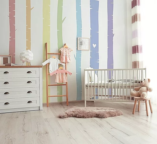 Colorful Birch Tree Wall Rainbow Wall Decals, Stickers, Wall Art Decoration 467