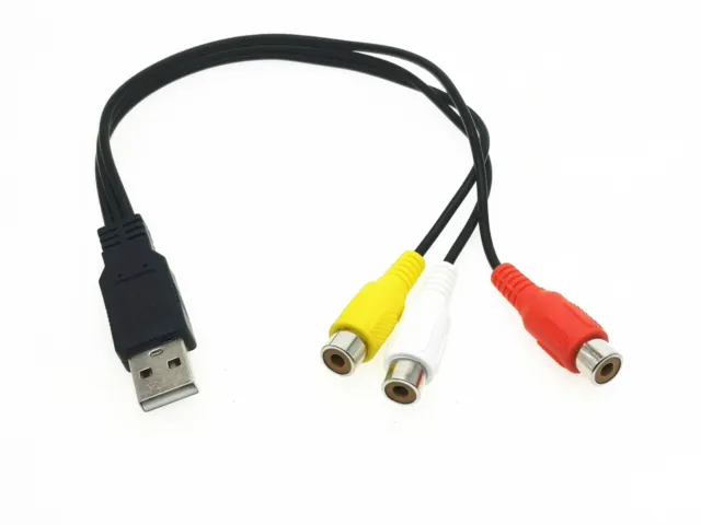 USB Male To 3 RCA Female Video AV A/V Converter Adapter Cable For PC HD TV