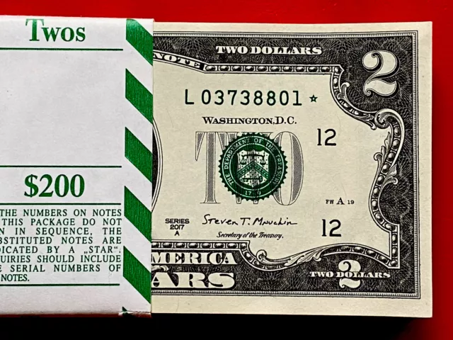 New ⭐️ 2017A Star Note ⭐️  $2 Dollar  Bill  ( San Francisco L ) Uncirculated