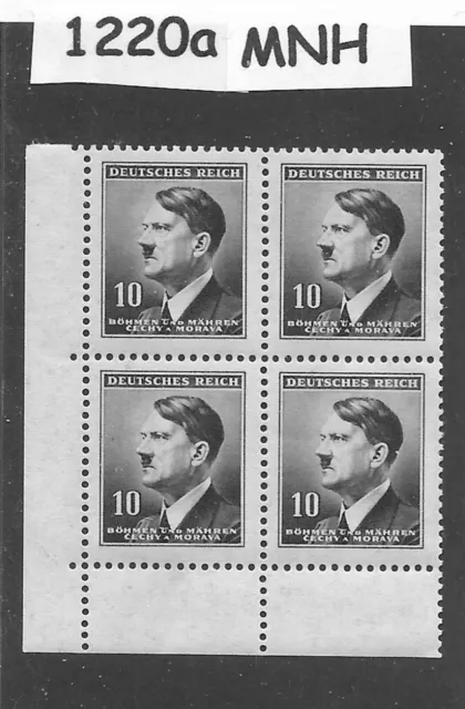 MNH Block Sc #62 Hitler 1942  Bohemia & Moravia  German occupation WWII   #1220a