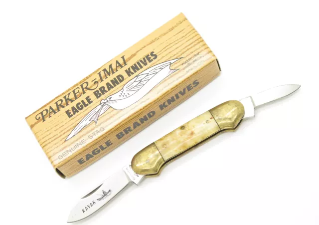 Vintage 1980s Parker Imai Seki Japan 3" S-A Bone Canoe Folding Pocket Knife