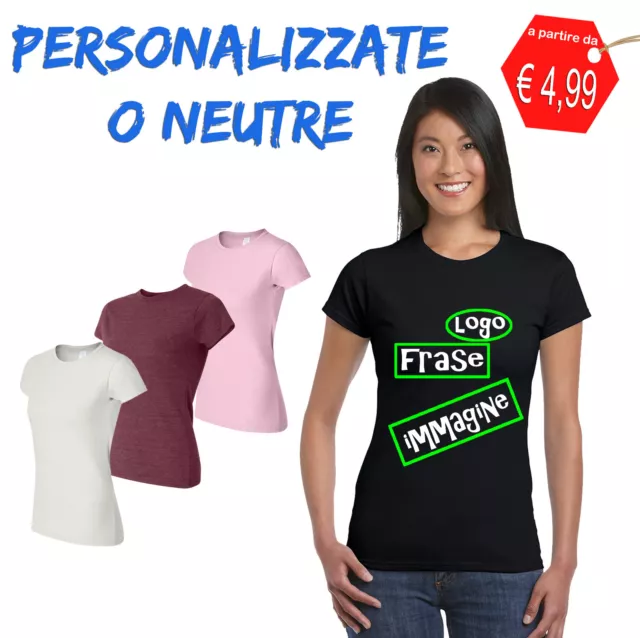 T Shirt Maglietta Donna Personalizzata Stampa Logo Grafica Personalizzabile