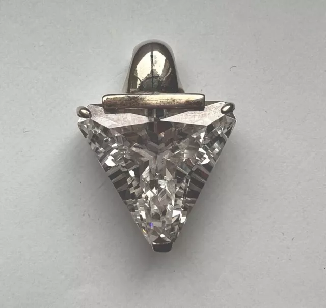 Vintage Sterling Silver  Huge CZ pendant