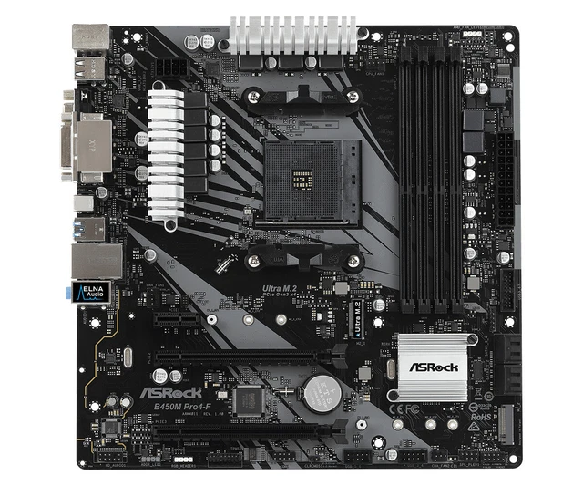 ASROCK B450M PRO4F Motherboard AMD B450 Socket AM4 DDR4 Ryzen Micro
