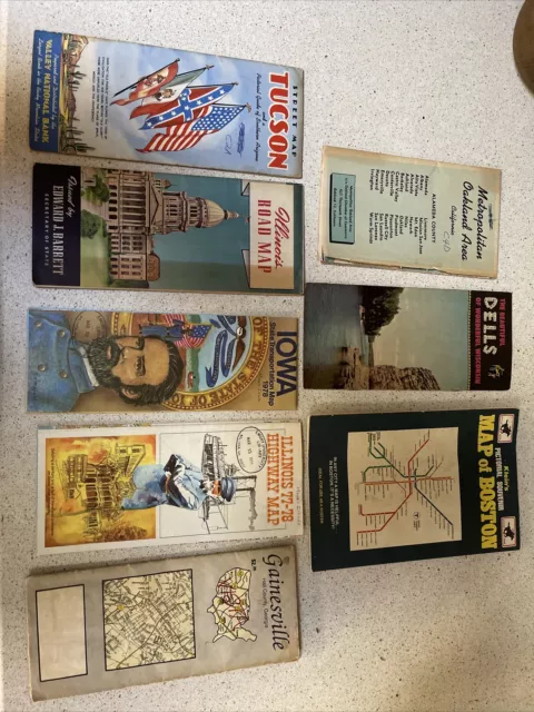 Vintage Road maps Lot of 8 USA