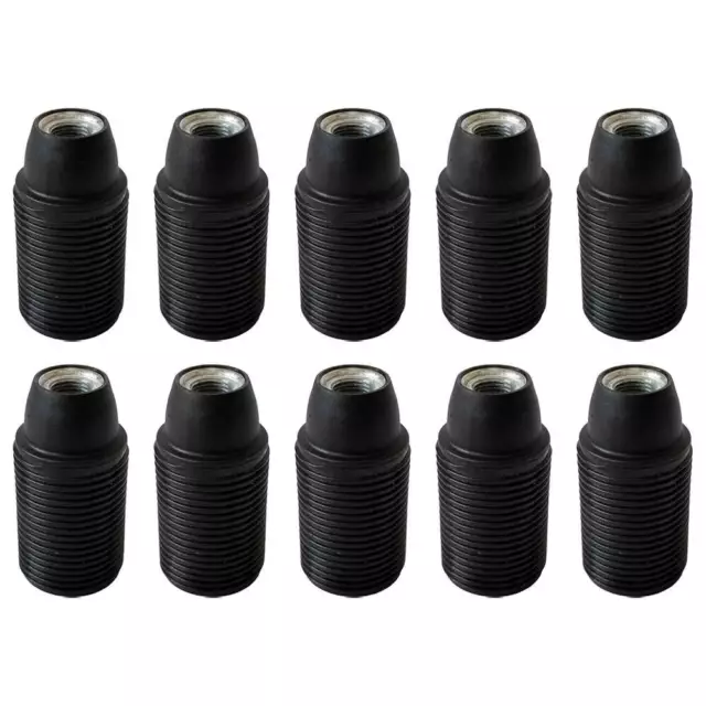 10 x Heitronic ISO Gewindefassung Schwarz E14 Gewindemantel M10 Kunststoff Ø27mm