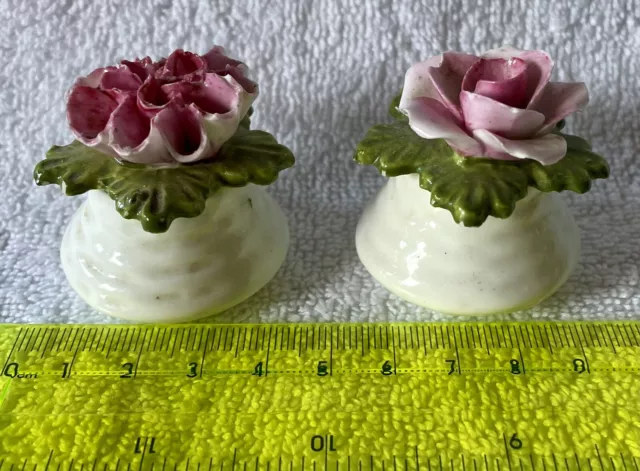 Aynsley Fine Bone China Pink Rose / Carnation Salt & Pepper Set.